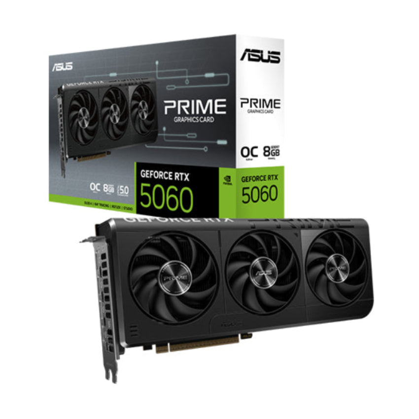 ASUS PRIME-RTX5060-O8G-NVIDIA-GEFORCE-RTX 5060-8GB GDDR7-128bit-HDMI-3xDP-DLSS3 SCREEN CARD